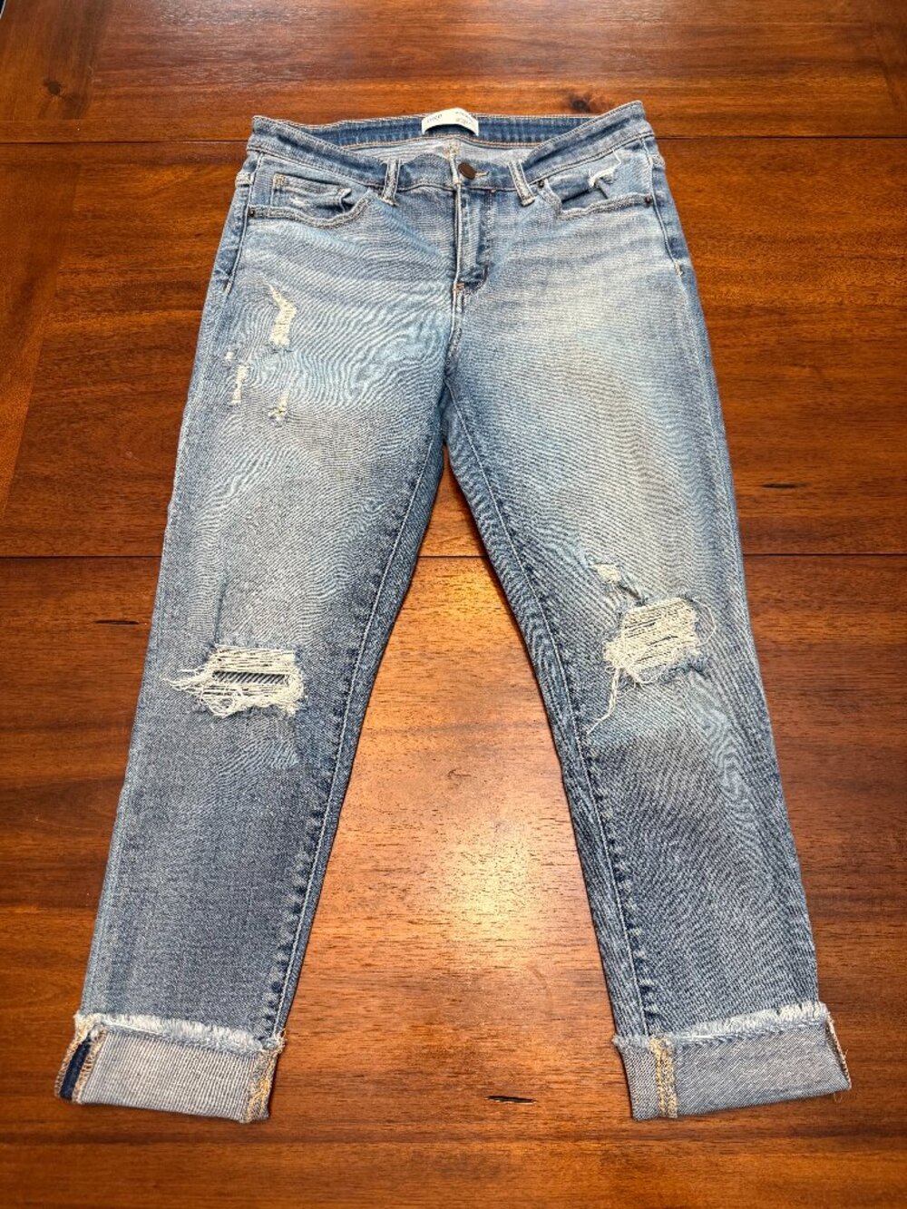 BKE Monroe Womens 29x25 Distressed Jeans Y2K Grunge Light Wash Cuffed Denim 4292